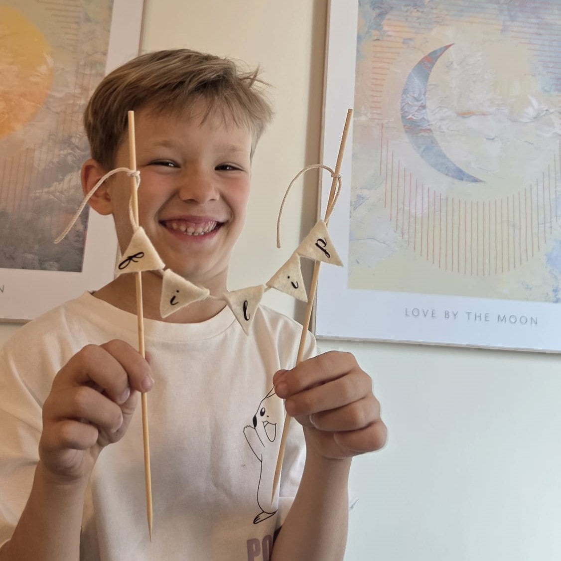 Topper tort handmade din fetru personalizat cu nume