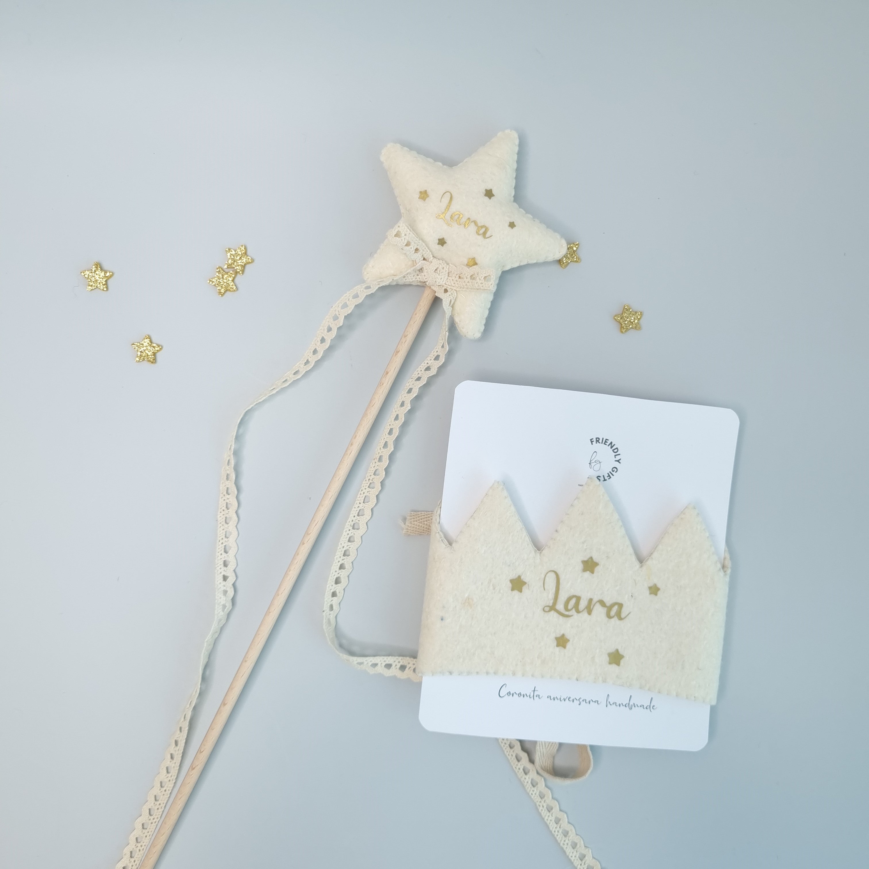 Set aniversar "Coronita aniversara cu bagheta magica stea"