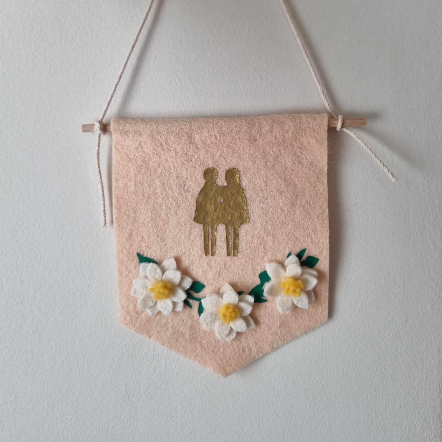 Banner handmade din fetru cu flori