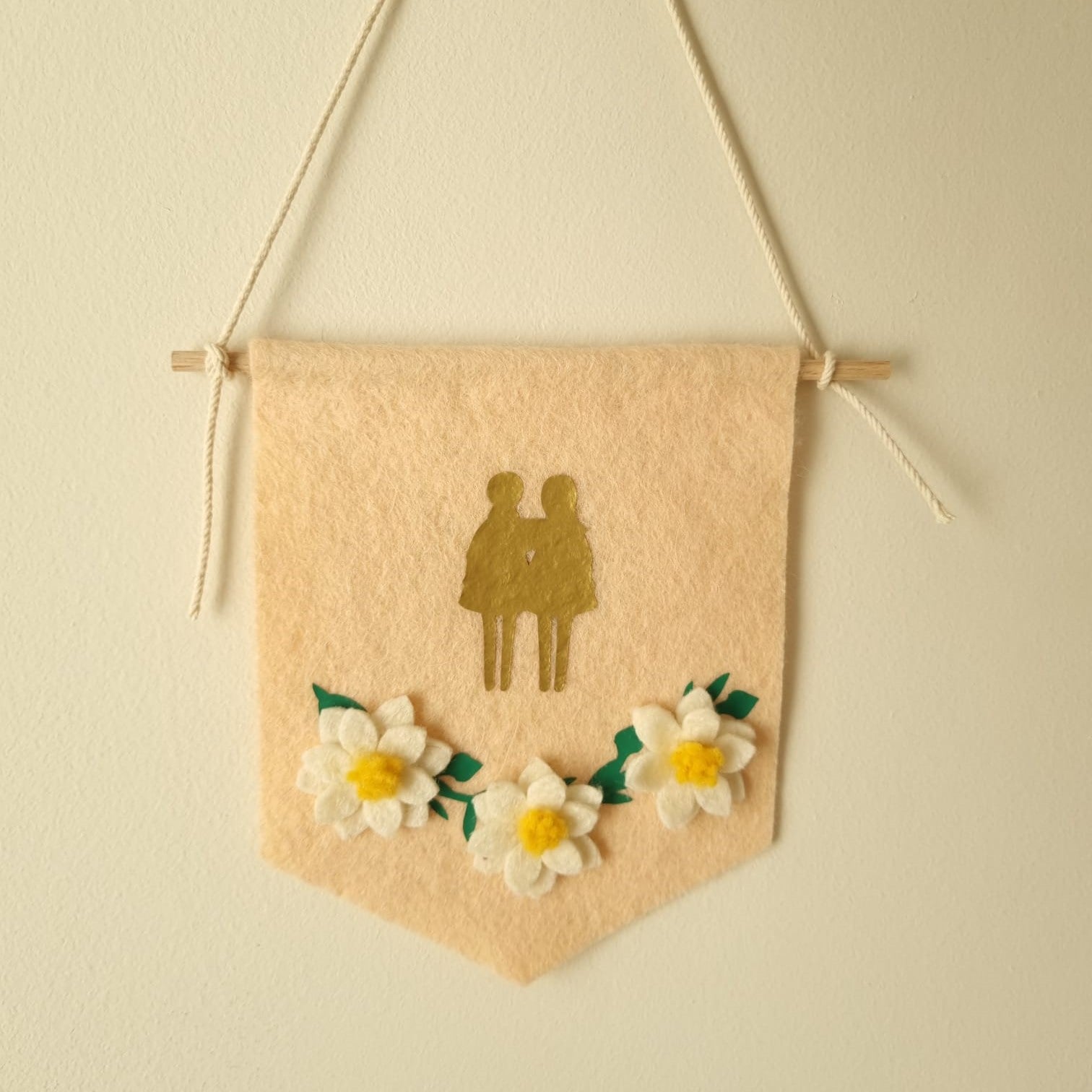 Banner handmade din fetru cu flori